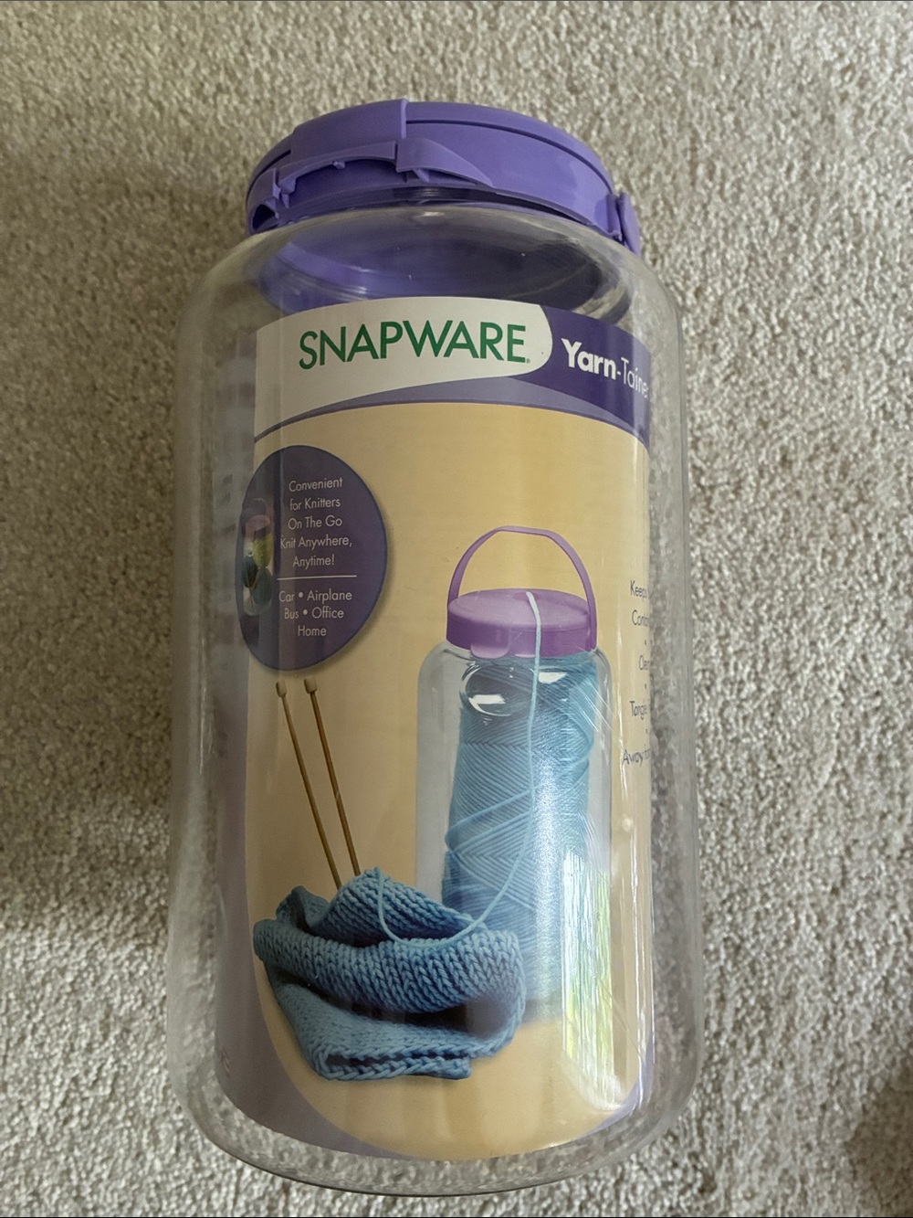 Snap Yarn-Tamer Storage Jar - Purple Lid